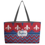 Patriotic Fleur de Lis Beach Totes Bag - w/ Black Handles (Personalized)
