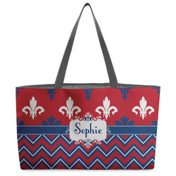 Patriotic Fleur de Lis Beach Totes Bag - w/ Black Handles (Personalized)
