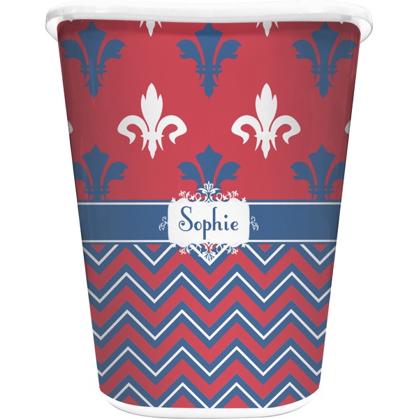 Custom Patriotic Fleur de Lis Waste Basket (Personalized)