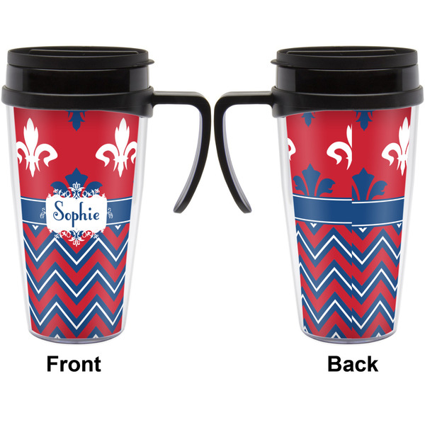 Patriotic Fleur de Lis Travel Mug with Black Handle - Approval