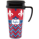 Patriotic Fleur de Lis Acrylic Travel Mug with Handle (Personalized)