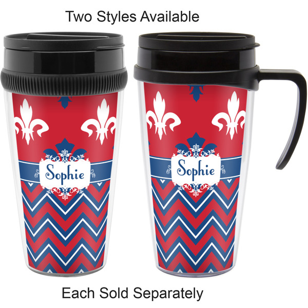 Patriotic Fleur de Lis Travel Mugs - with & without Handle