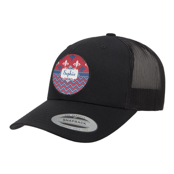 Custom Patriotic Fleur de Lis Trucker Hat - Black (Personalized)