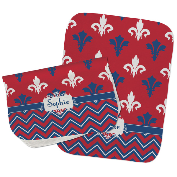 Custom Patriotic Fleur de Lis Burp Cloths - Fleece - Set of 2 w/ Name or Text