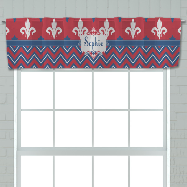 Patriotic Fleur de Lis Valance - Closeup on window