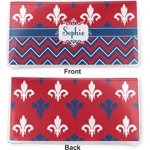 Patriotic Fleur de Lis Vinyl Check Book Cover - Front and Back