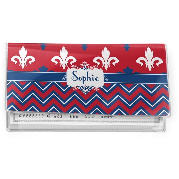 Custom Patriotic Fleur de Lis Vinyl Checkbook Cover (Personalized)