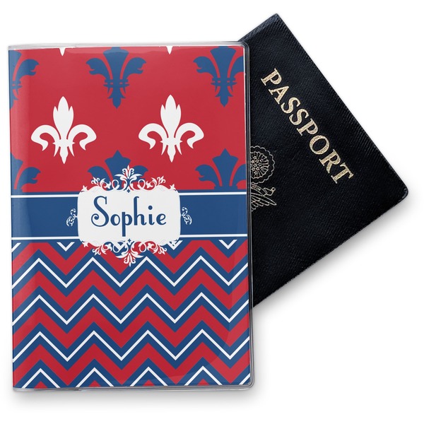 Custom Patriotic Fleur de Lis Vinyl Passport Holder (Personalized)