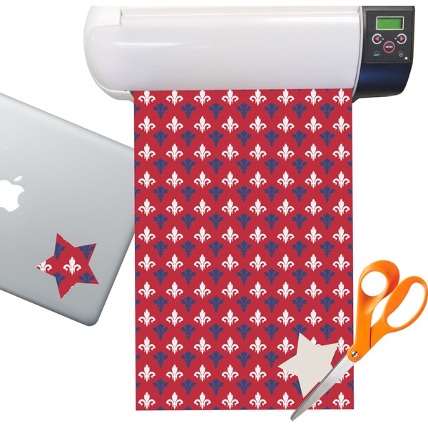 Custom Patriotic Fleur de Lis Sticker Vinyl Sheet (Permanent)