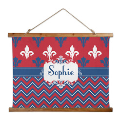 Patriotic Fleur de Lis Wall Hanging Tapestry - Wide (Personalized)