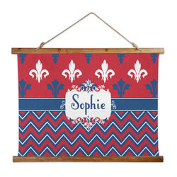 Patriotic Fleur de Lis Wall Hanging Tapestry - Wide (Personalized)