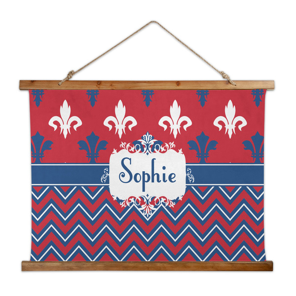Custom Patriotic Fleur de Lis Wall Hanging Tapestry - Wide (Personalized)