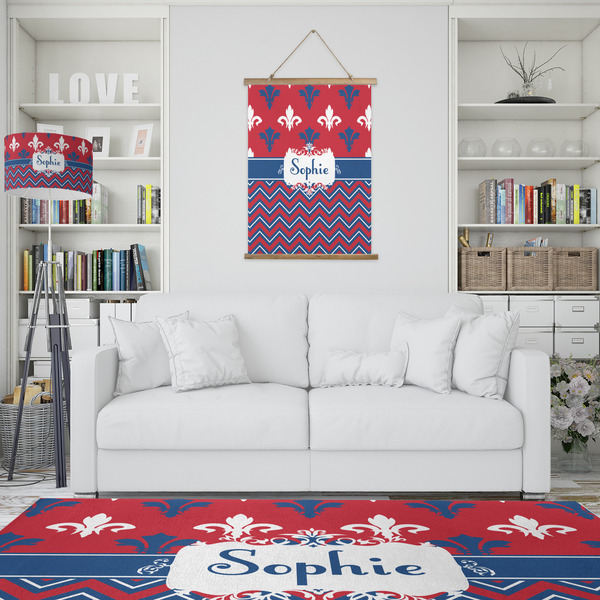 Patriotic Fleur de Lis Wall Hanging Tapestry - Portrait - IN CONTEXT