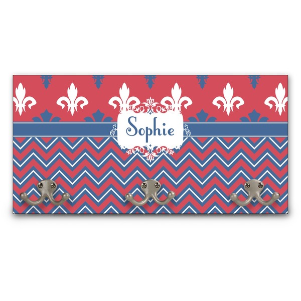 Custom Patriotic Fleur de Lis Wall Mounted Coat Rack (Personalized)