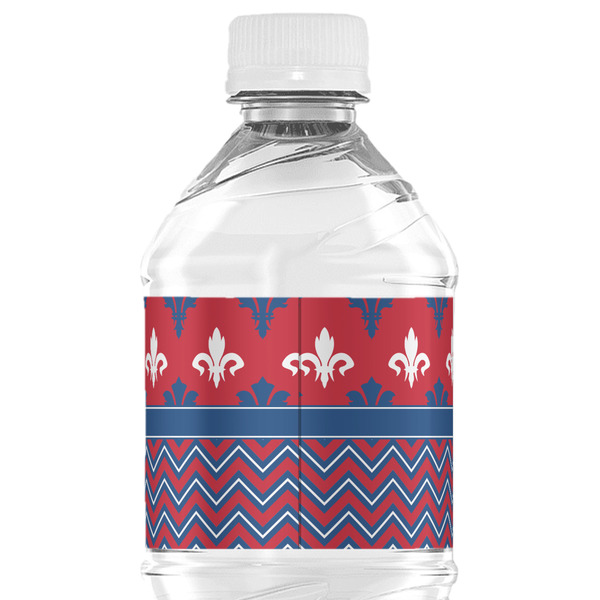 Patriotic Fleur de Lis Water Bottle Label - Back View