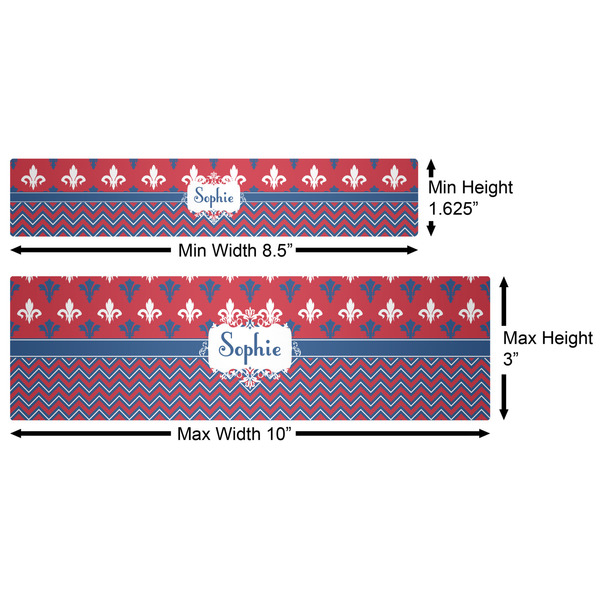 Patriotic Fleur de Lis Water Bottle Labels w/ Dimensions