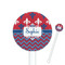 Patriotic Fleur de Lis 5.5" Round Plastic Stir Sticks - White - Single Sided (Personalized)