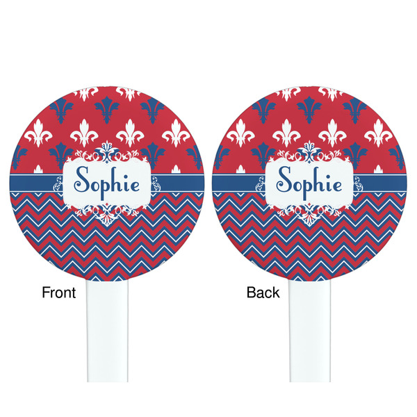 Patriotic Fleur de Lis White Plastic 7" Stir Stick - Double Sided - Round - Front & Back