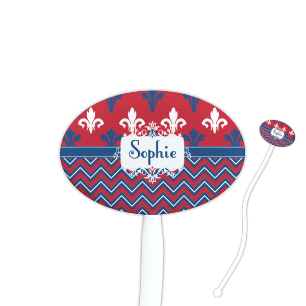 Custom Patriotic Fleur de Lis Oval Plastic Stir Sticks (Personalized)