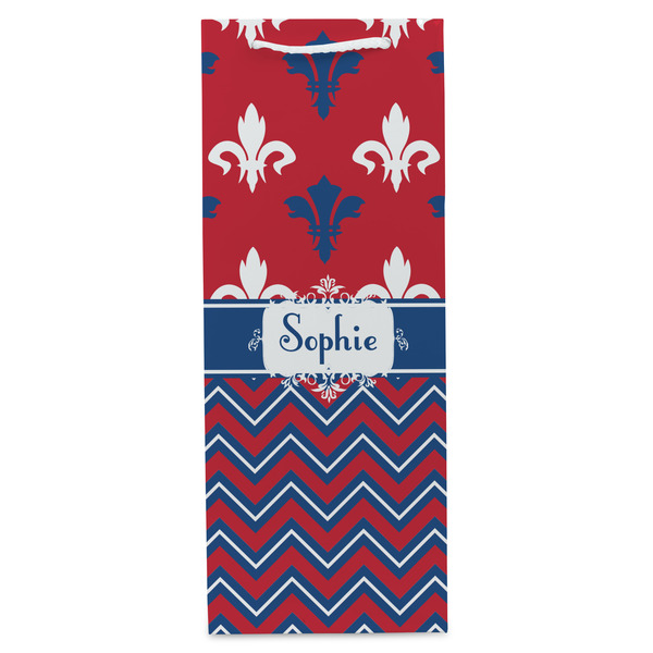Patriotic Fleur de Lis Wine Gift Bag - Gloss - Front