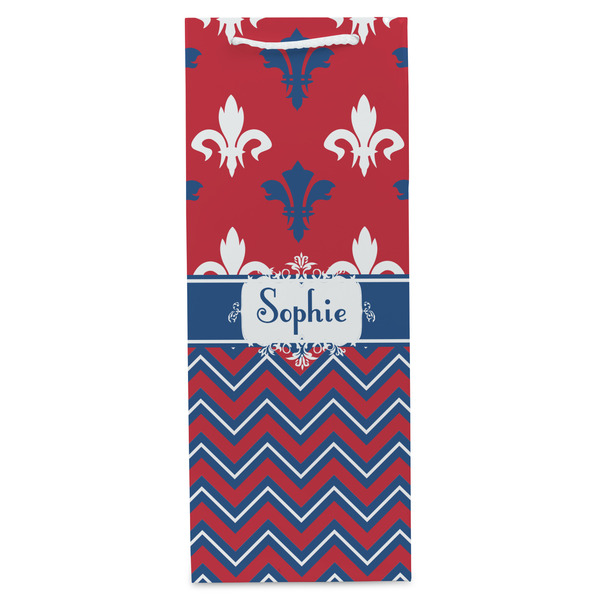 Patriotic Fleur de Lis Wine Gift Bag - Matte - Front