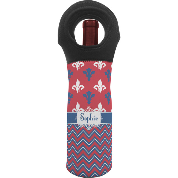 Custom Patriotic Fleur de Lis Wine Tote Bag (Personalized)