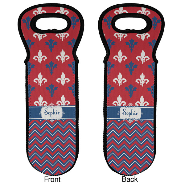 Patriotic Fleur de Lis Wine Tote Front & Back