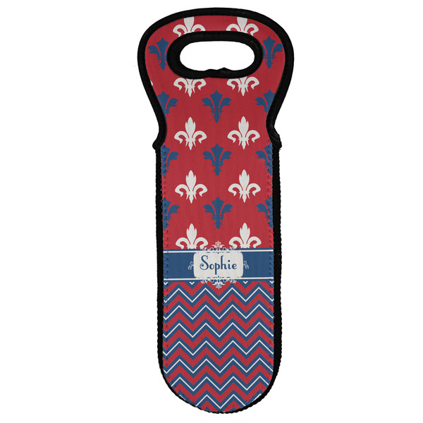 Custom Patriotic Fleur de Lis Wine Tote Bag (Personalized)