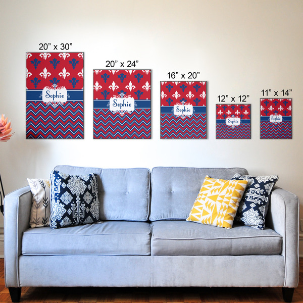 Patriotic Fleur de Lis Wood Prints - Size Comparison
