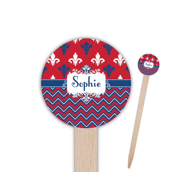 Custom Patriotic Fleur de Lis Round Wooden Food Picks (Personalized)