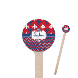 Patriotic Fleur de Lis 6" Round Wooden Stir Sticks - Single Sided (Personalized)