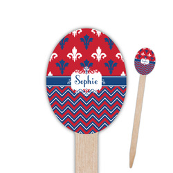Patriotic Fleur de Lis Oval Wooden Food Picks (Personalized)