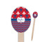Patriotic Fleur de Lis Wooden Food Pick - Oval - Closeup