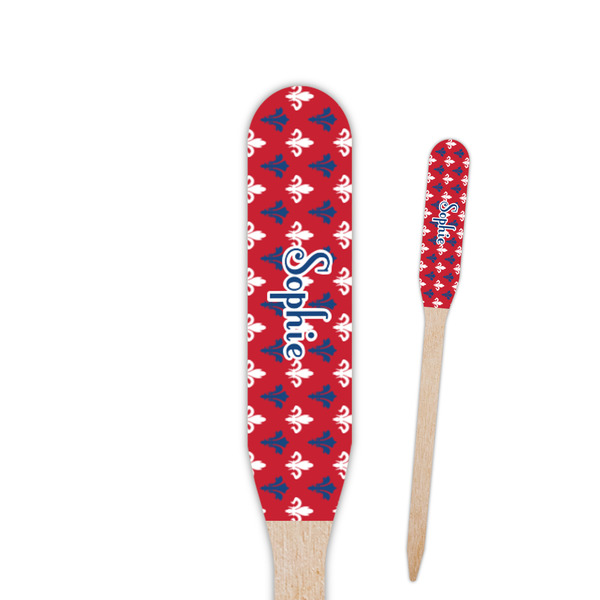 Custom Patriotic Fleur de Lis Paddle Wooden Food Picks (Personalized)