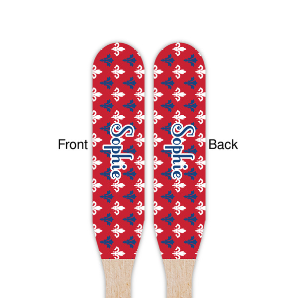 Patriotic Fleur de Lis Wooden Food Pick - Paddle - Double Sided - Front & Back