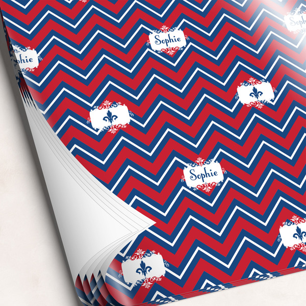 Custom Patriotic Fleur de Lis Wrapping Paper Sheets (Personalized)
