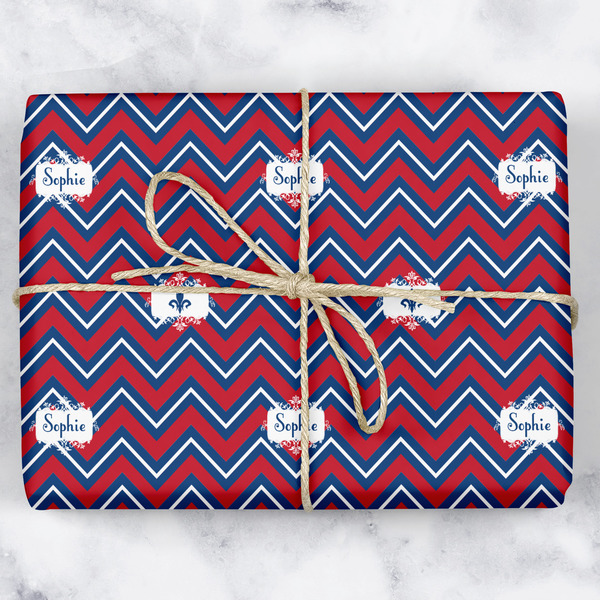 Custom Patriotic Fleur de Lis Wrapping Paper (Personalized)