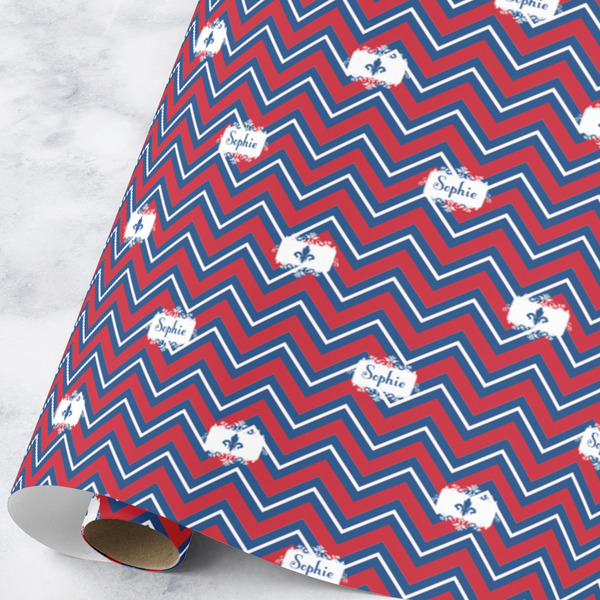 Custom Patriotic Fleur de Lis Wrapping Paper Roll - Large (Personalized)