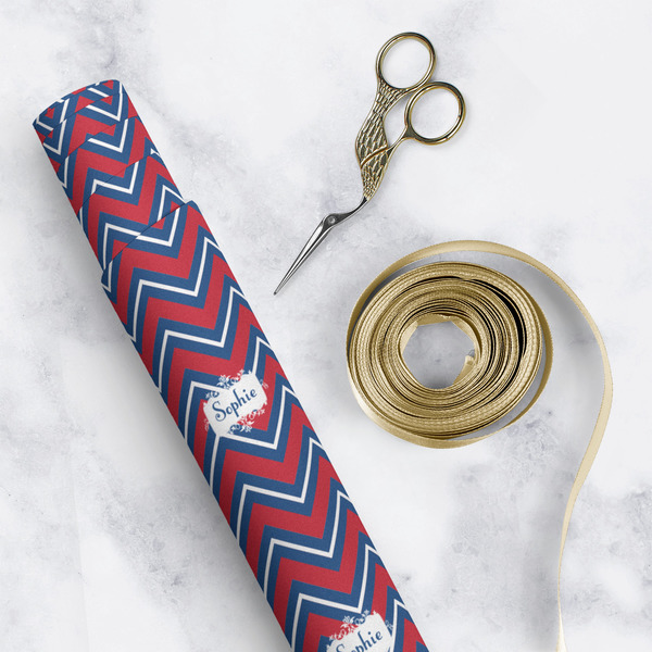 Patriotic Fleur de Lis Wrapping Paper Roll - Matte - In Context