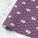 Patriotic Fleur de Lis Wrapping Paper Roll - Medium - Matte (Personalized)