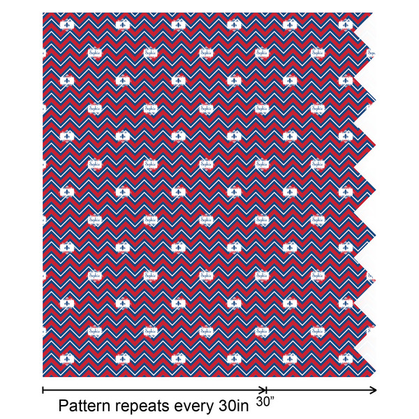 Patriotic Fleur de Lis Wrapping Paper Roll - Satin - Partial Roll