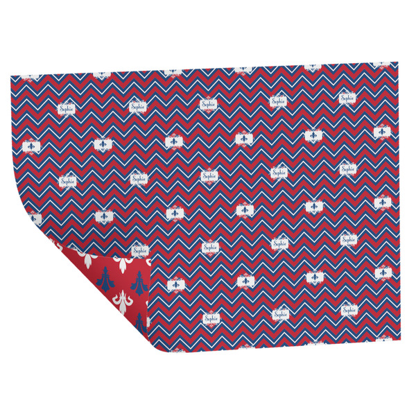 Patriotic Fleur de Lis Wrapping Paper Sheet - Double Sided - Folded