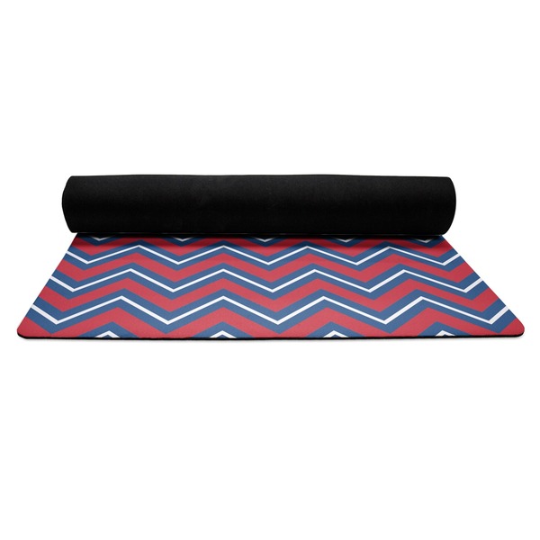 Patriotic Fleur de Lis Yoga Mat Rolled up Black Rubber Backing
