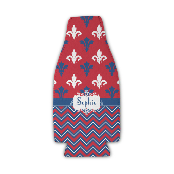 Patriotic Fleur de Lis Zipper Bottle Cooler - Set of 4 - FRONT