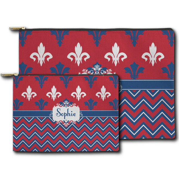 Patriotic Fleur de Lis Zippered Pouches - Size Comparison