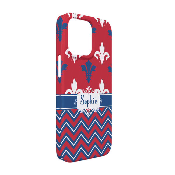 Custom Patriotic Fleur de Lis iPhone Case - Plastic - iPhone 13 (Personalized)