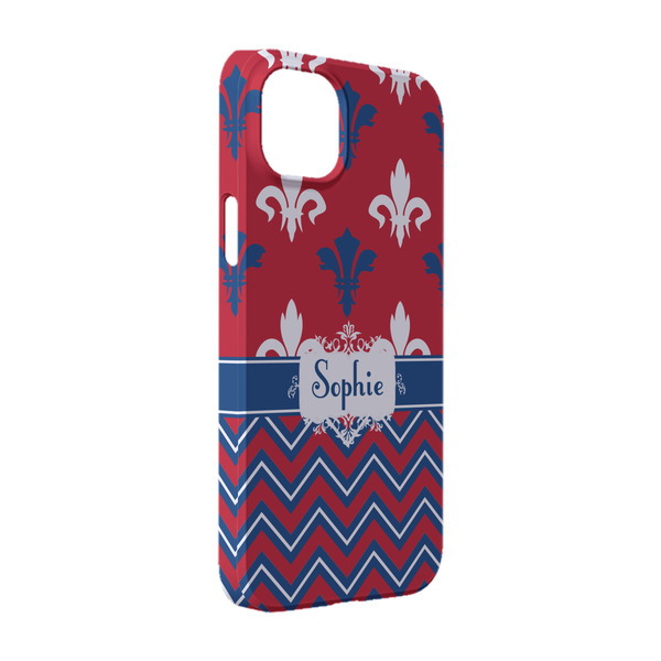 Custom Patriotic Fleur de Lis iPhone Case - Plastic - iPhone 14 (Personalized)