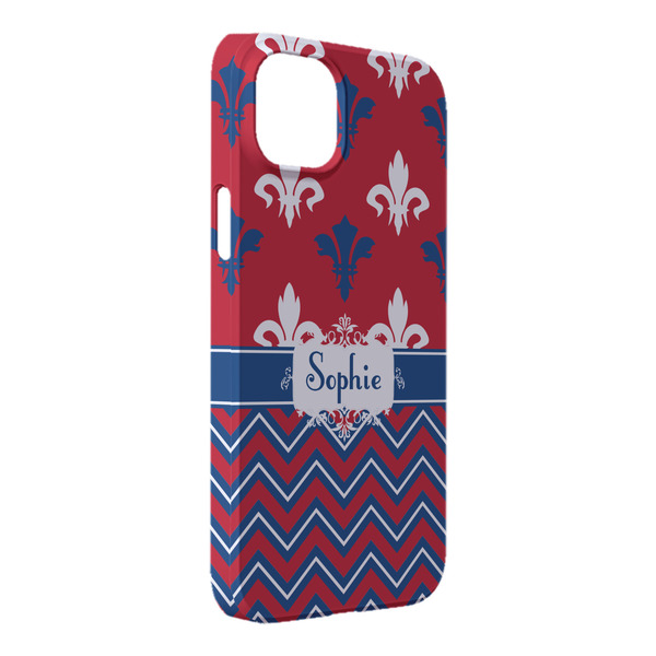 Custom Patriotic Fleur de Lis iPhone Case - Plastic - iPhone 14 Plus (Personalized)