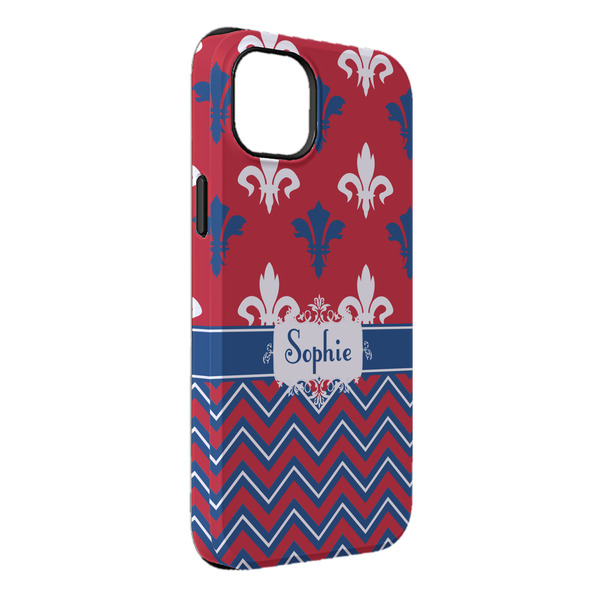 Custom Patriotic Fleur de Lis iPhone Case - Rubber Lined - iPhone 14 Plus (Personalized)