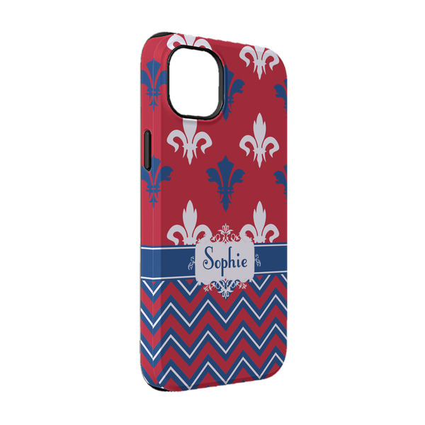 Custom Patriotic Fleur de Lis iPhone Case - Rubber Lined - iPhone 14 Pro (Personalized)